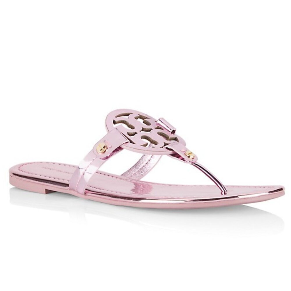 NIB Tory Burch Miller Sandals Mirror Petunia Pink US 7 7.5 8 8.5 9 9.5 AUTHENTIC